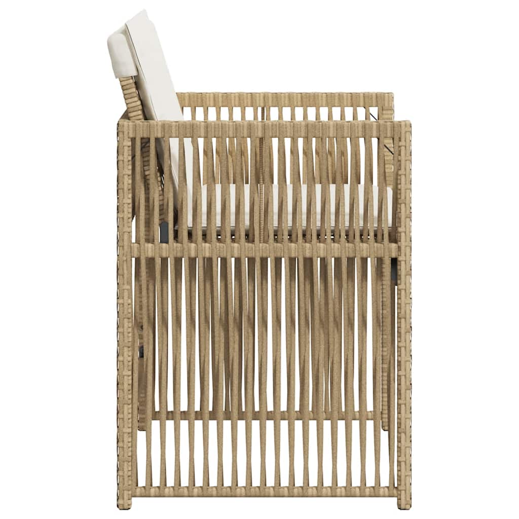 vidaXL Gartenstühle mit Kissen 4 Stk. Beige Poly Rattan
