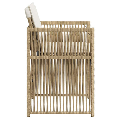 vidaXL Gartenstühle mit Kissen 4 Stk. Beige Poly Rattan