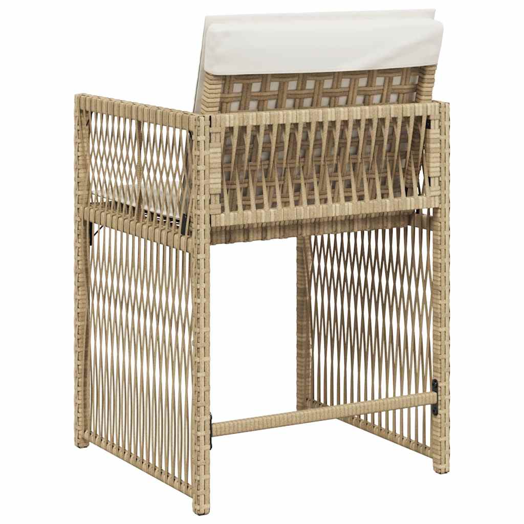 vidaXL Gartenstühle mit Kissen 4 Stk. Beige Poly Rattan