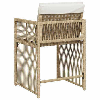 vidaXL Gartenstühle mit Kissen 4 Stk. Beige Poly Rattan