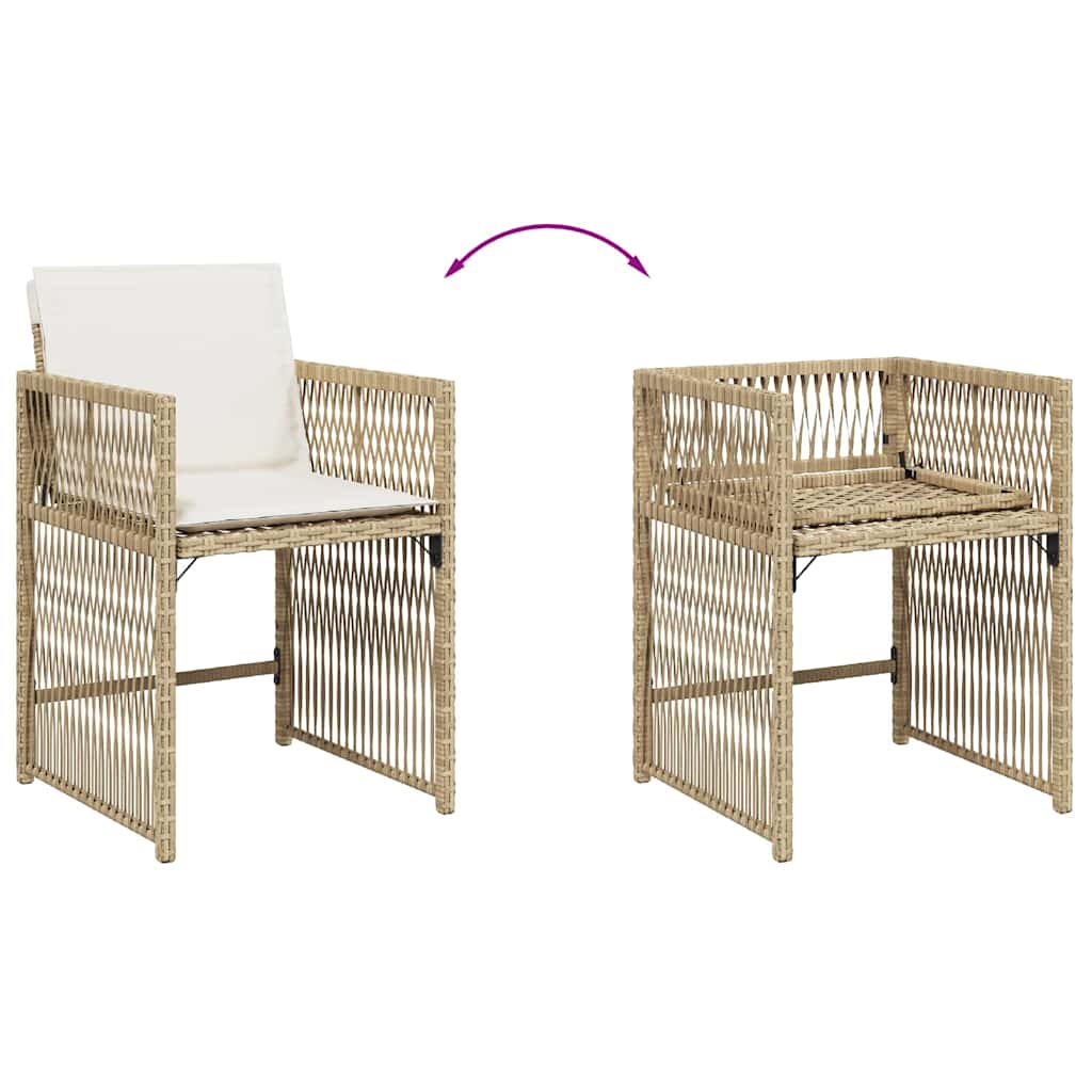 vidaXL Gartenstühle mit Kissen 4 Stk. Beige Poly Rattan