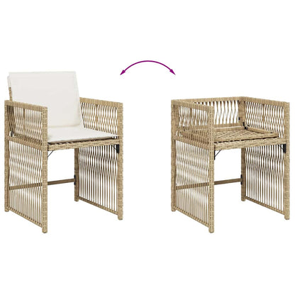 vidaXL Gartenstühle mit Kissen 4 Stk. Beige Poly Rattan