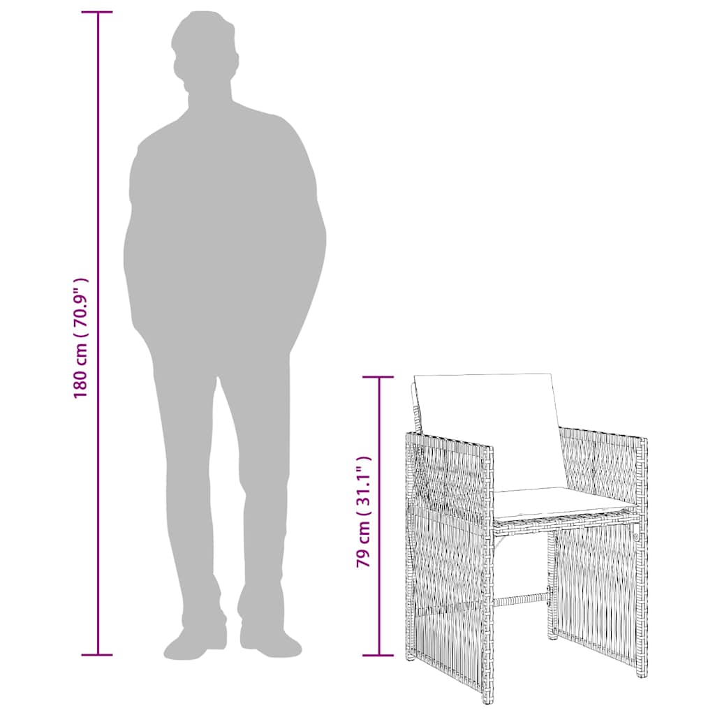 vidaXL Gartenstühle mit Kissen 4 Stk. Beige Poly Rattan
