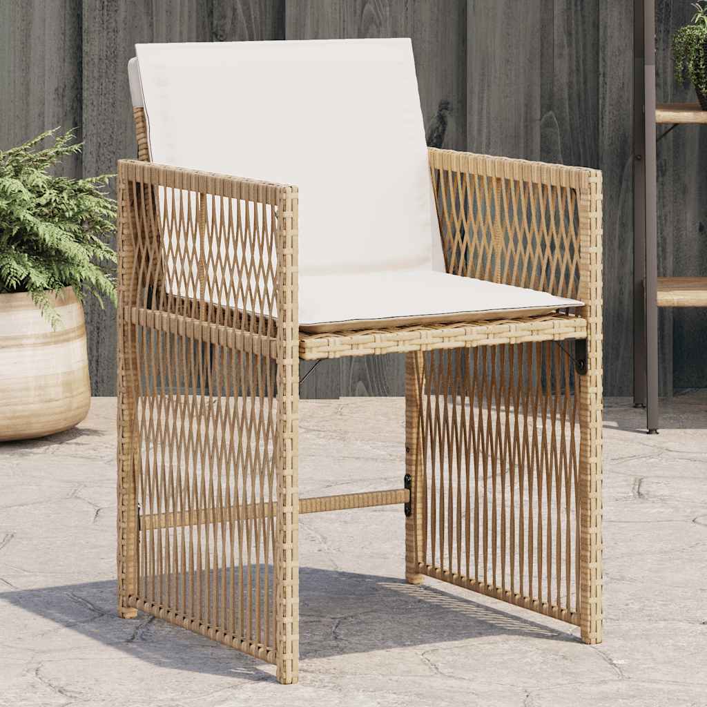 vidaXL Gartenstühle mit Kissen 4 Stk. Beige Poly Rattan