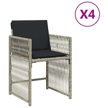vidaXL Gartenstühle mit Kissen 4 Stk. Hellgrau Poly Rattan