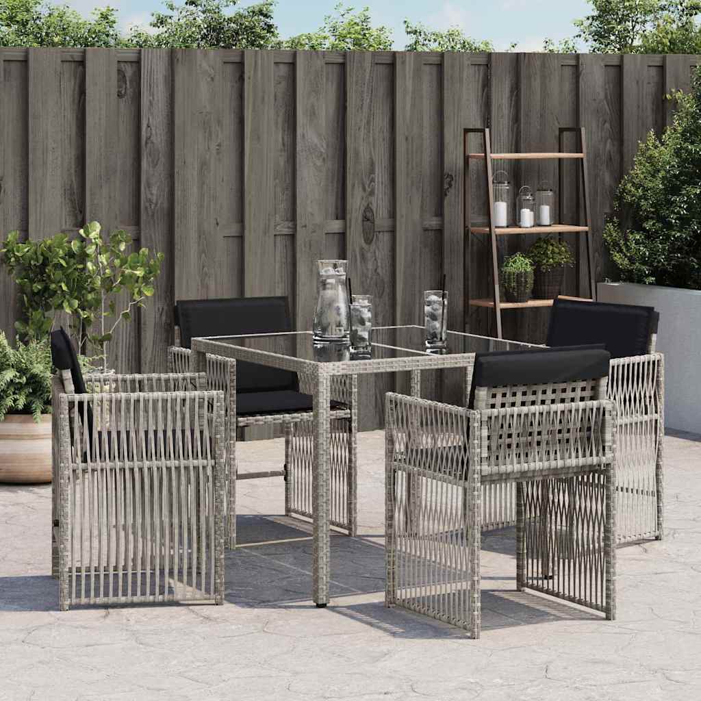 vidaXL Gartenstühle mit Kissen 4 Stk. Hellgrau Poly Rattan