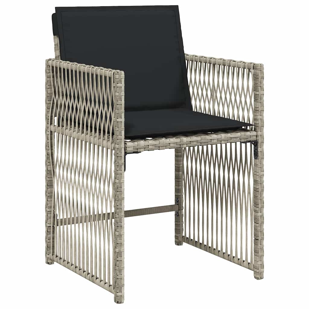 vidaXL Gartenstühle mit Kissen 4 Stk. Hellgrau Poly Rattan