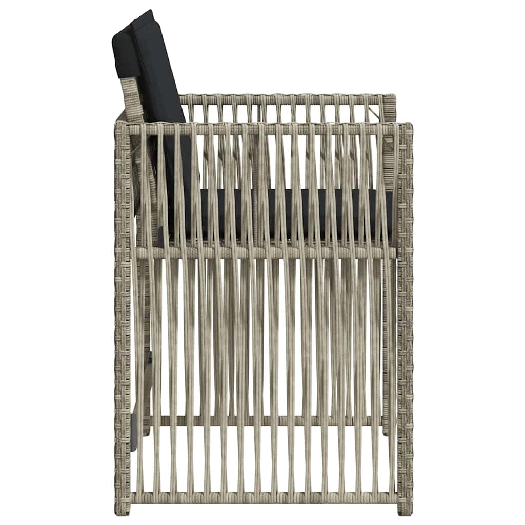 vidaXL Gartenstühle mit Kissen 4 Stk. Hellgrau Poly Rattan