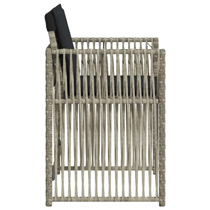 vidaXL Gartenstühle mit Kissen 4 Stk. Hellgrau Poly Rattan