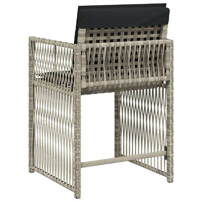 vidaXL Gartenstühle mit Kissen 4 Stk. Hellgrau Poly Rattan