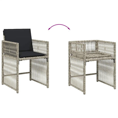 vidaXL Gartenstühle mit Kissen 4 Stk. Hellgrau Poly Rattan