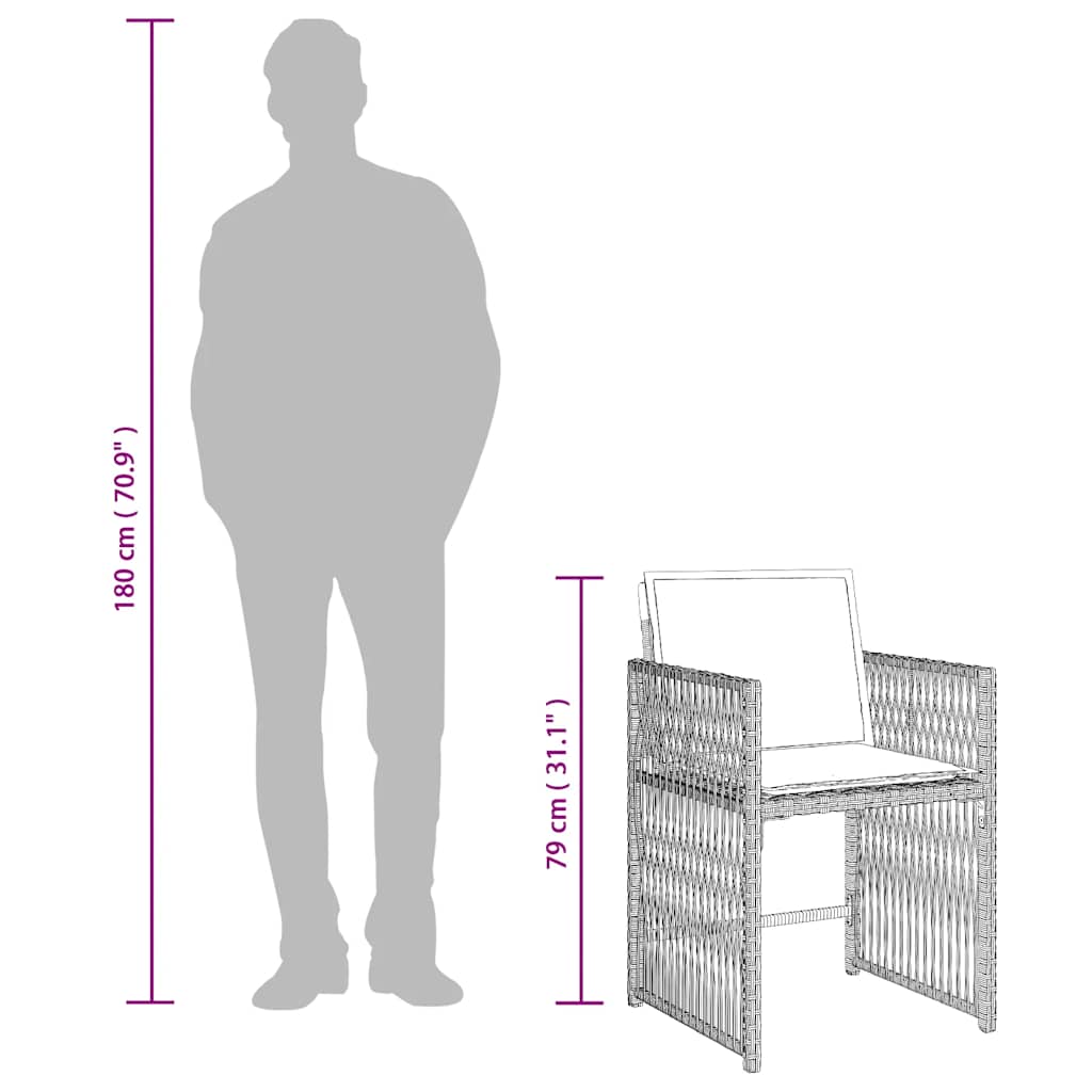 vidaXL Gartenstühle mit Kissen 4 Stk. Hellgrau Poly Rattan