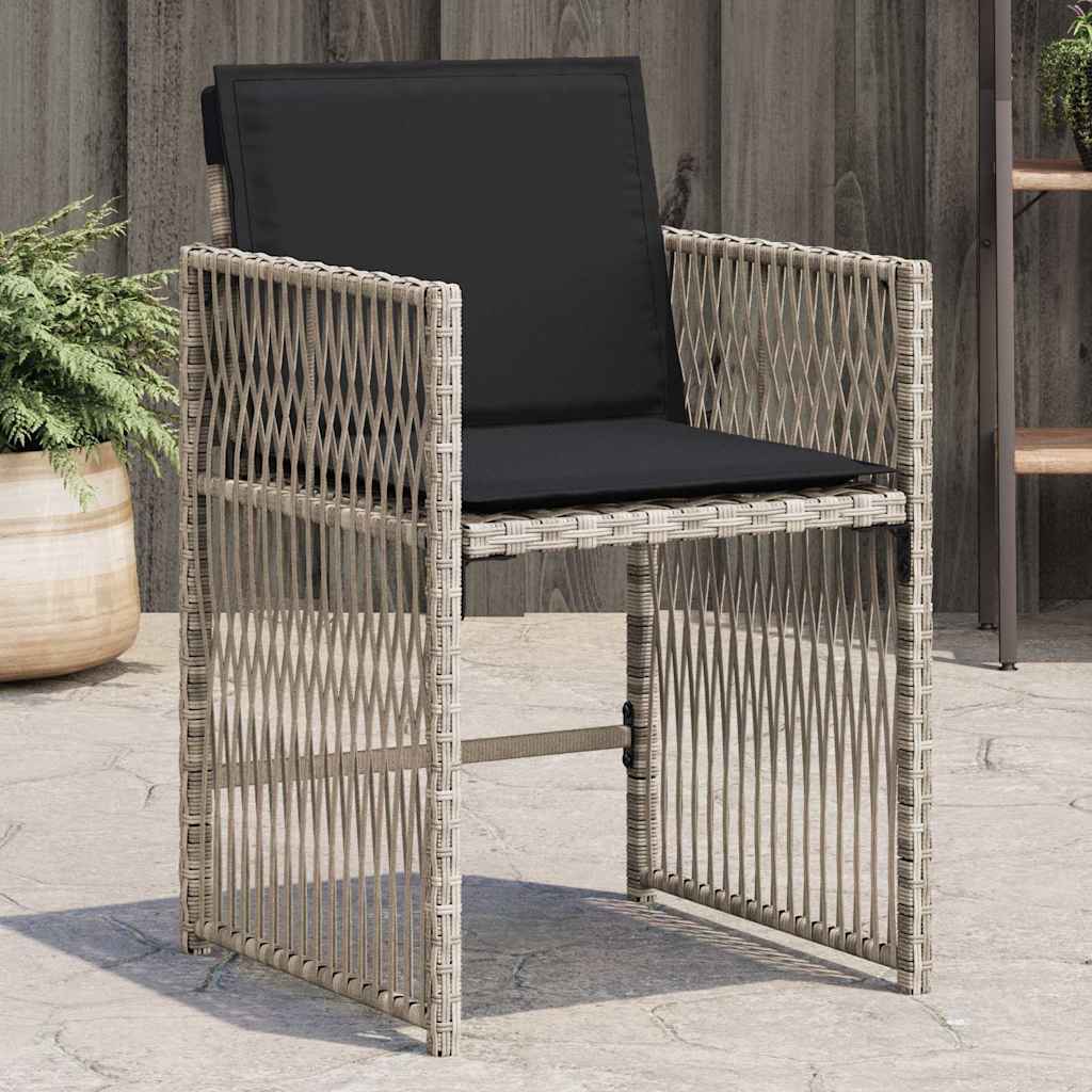 vidaXL Gartenstühle mit Kissen 4 Stk. Hellgrau Poly Rattan