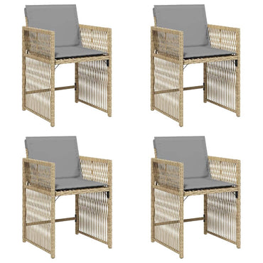 vidaXL Gartenstühle mit Kissen 4 Stk. Beigemischung Poly Rattan