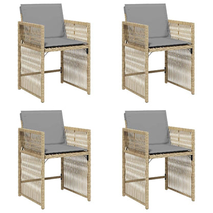 vidaXL Gartenstühle mit Kissen 4 Stk. Beigemischung Poly Rattan