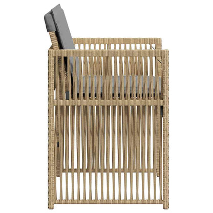 vidaXL Gartenstühle mit Kissen 4 Stk. Beigemischung Poly Rattan