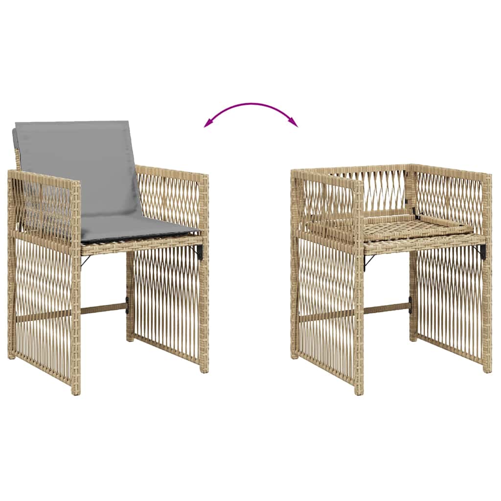 vidaXL Gartenstühle mit Kissen 4 Stk. Beigemischung Poly Rattan