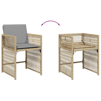 vidaXL Gartenstühle mit Kissen 4 Stk. Beigemischung Poly Rattan