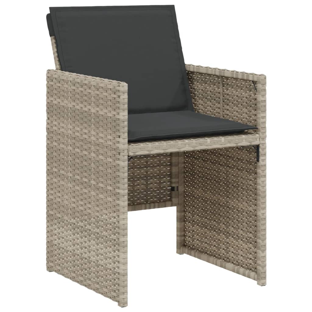 vidaXL 3-tlg. Bistro-Set mit Kissen Hellgrau Poly Rattan