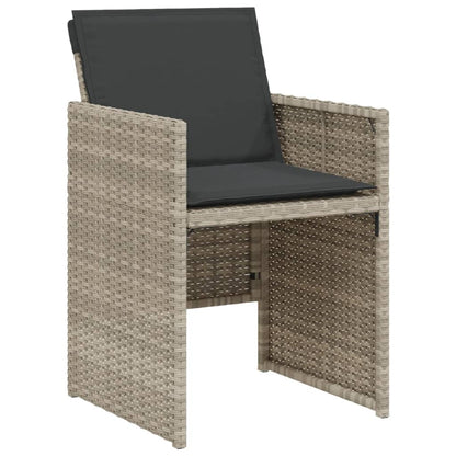 vidaXL 3-tlg. Bistro-Set mit Kissen Hellgrau Poly Rattan