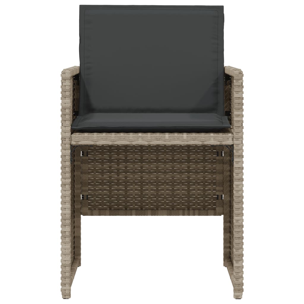 vidaXL 3-tlg. Bistro-Set mit Kissen Hellgrau Poly Rattan