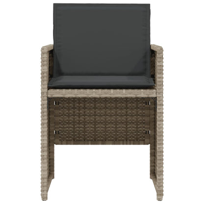 vidaXL 3-tlg. Bistro-Set mit Kissen Hellgrau Poly Rattan