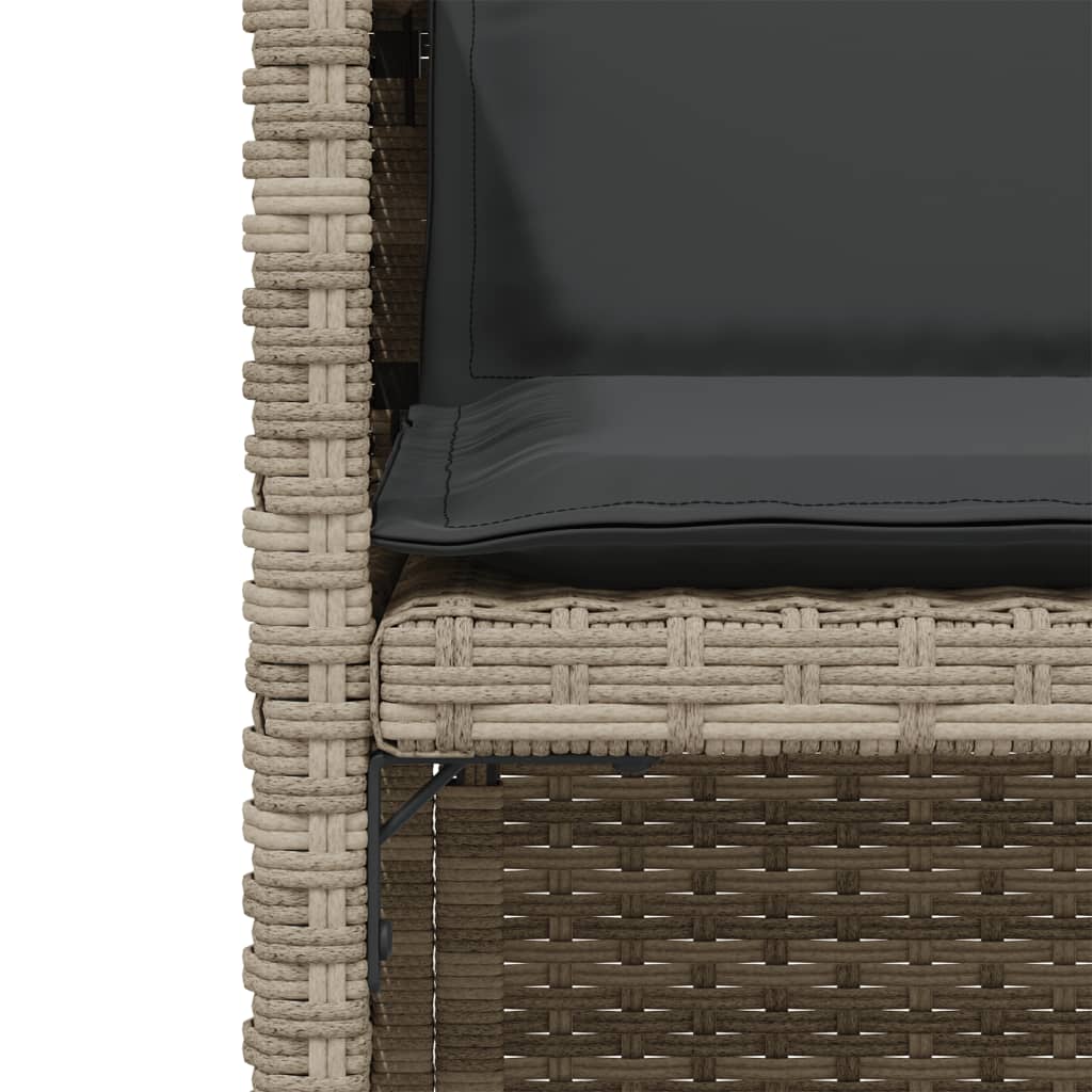 vidaXL 3-tlg. Bistro-Set mit Kissen Hellgrau Poly Rattan
