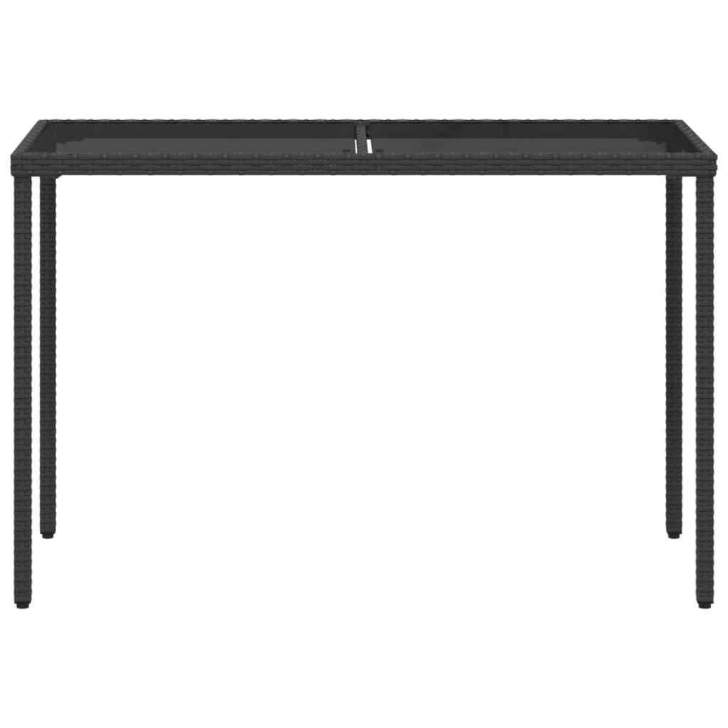vidaXL Gartentisch mit Glasplatte Schwarz 115x54x74 cm Poly Rattan