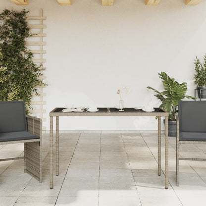 vidaXL Gartentisch mit Glasplatte Grau 115x54x74 cm Poly Rattan