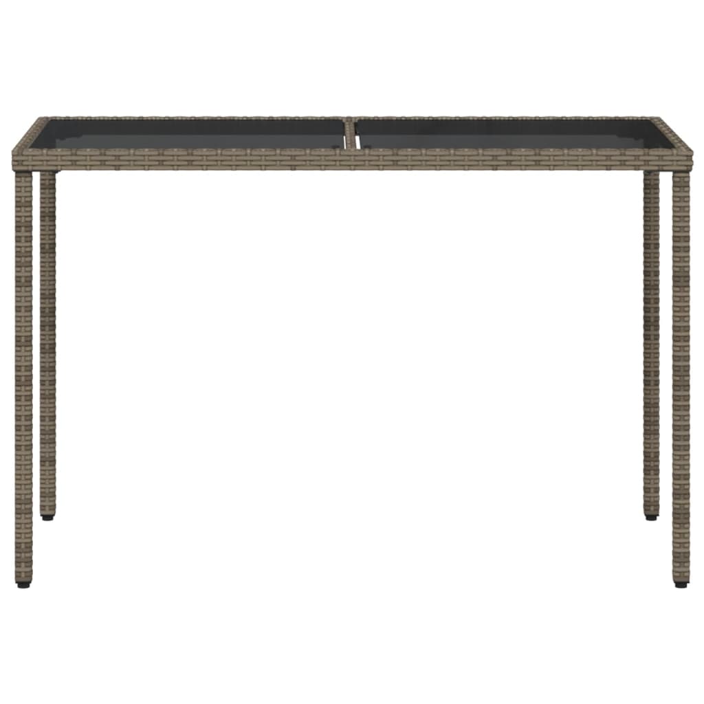 vidaXL Gartentisch mit Glasplatte Grau 115x54x74 cm Poly Rattan