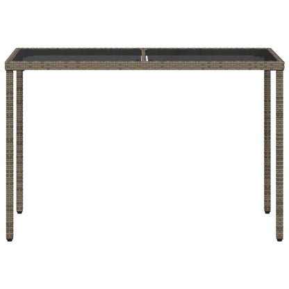 vidaXL Gartentisch mit Glasplatte Grau 115x54x74 cm Poly Rattan