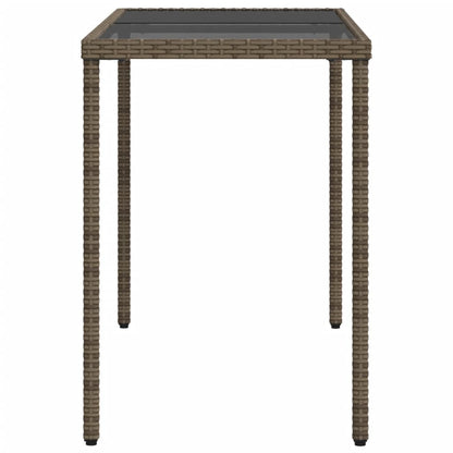vidaXL Gartentisch mit Glasplatte Grau 115x54x74 cm Poly Rattan