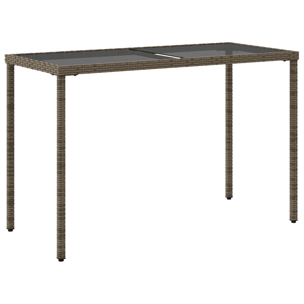 vidaXL Gartentisch mit Glasplatte Grau 115x54x74 cm Poly Rattan