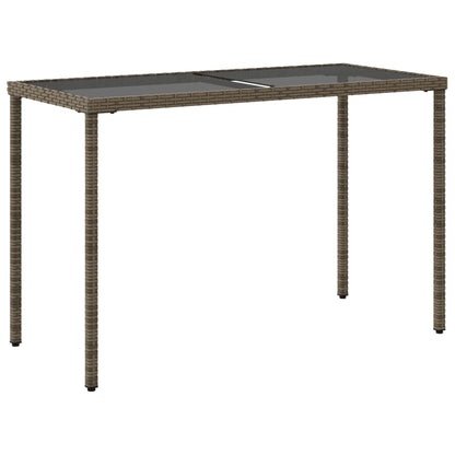 vidaXL Gartentisch mit Glasplatte Grau 115x54x74 cm Poly Rattan