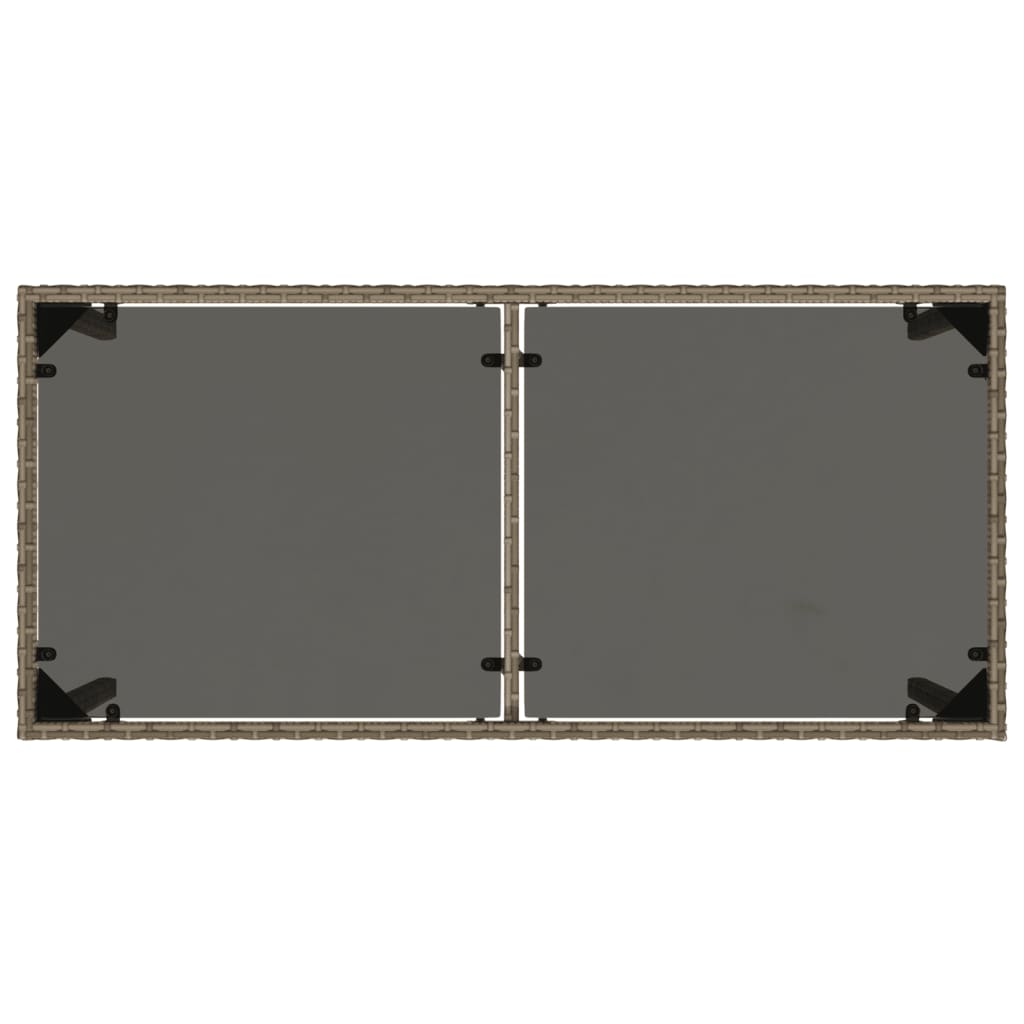 vidaXL Gartentisch mit Glasplatte Grau 115x54x74 cm Poly Rattan