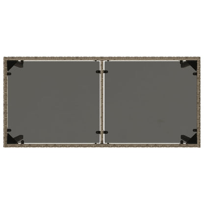 vidaXL Gartentisch mit Glasplatte Grau 115x54x74 cm Poly Rattan