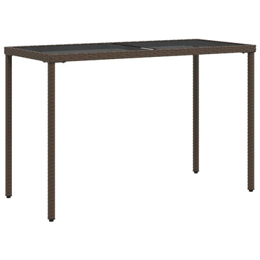 vidaXL Gartentisch mit Glasplatte Braun 115x54x74 cm Poly Rattan