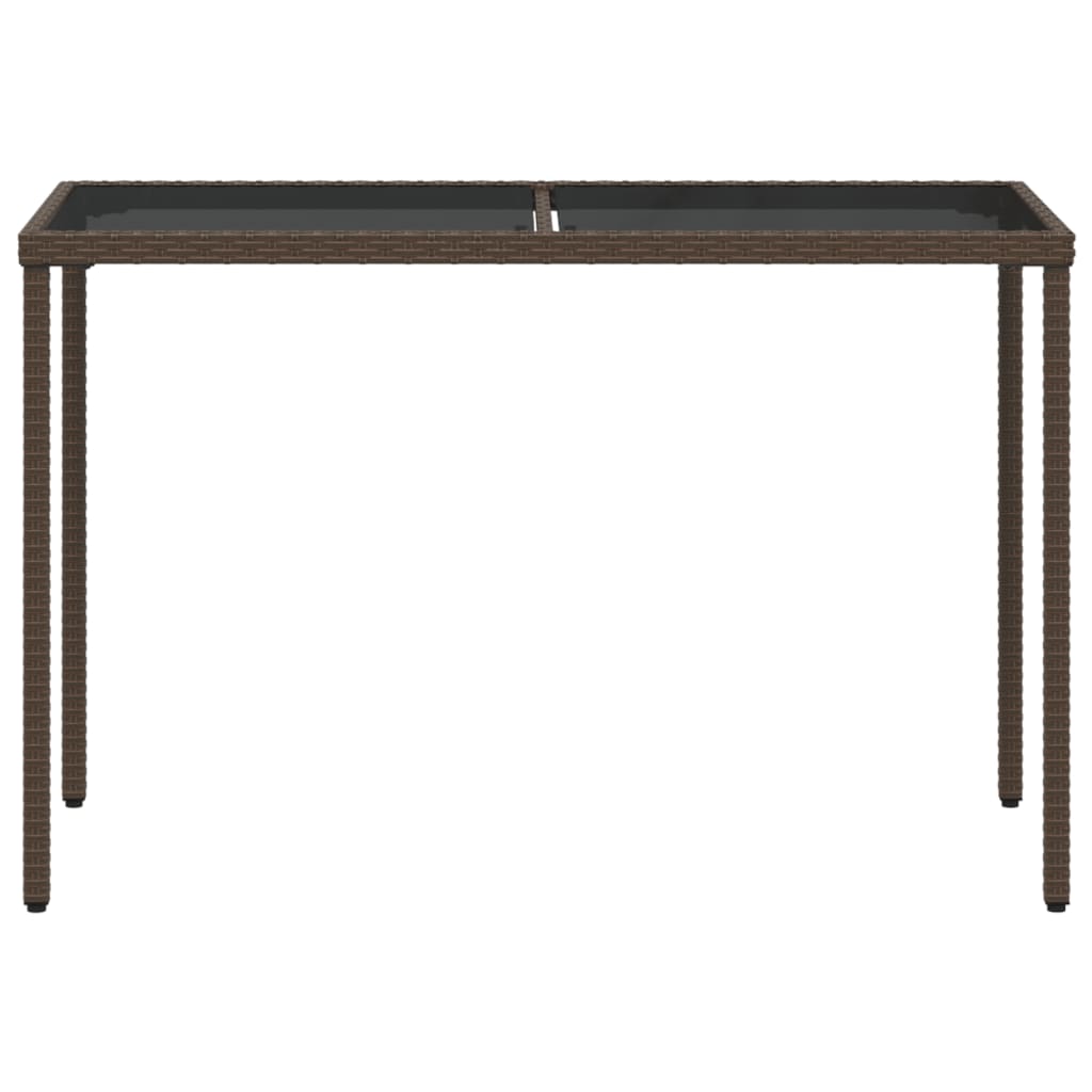 vidaXL Gartentisch mit Glasplatte Braun 115x54x74 cm Poly Rattan