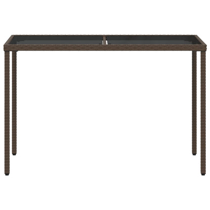 vidaXL Gartentisch mit Glasplatte Braun 115x54x74 cm Poly Rattan