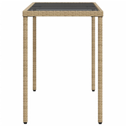 vidaXL Gartentisch mit Glasplatte Beige 115x54x74 cm Poly Rattan