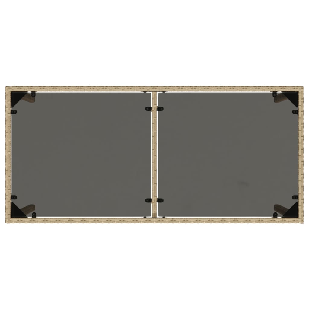 vidaXL Gartentisch mit Glasplatte Beige 115x54x74 cm Poly Rattan