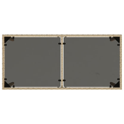 vidaXL Gartentisch mit Glasplatte Beige 115x54x74 cm Poly Rattan