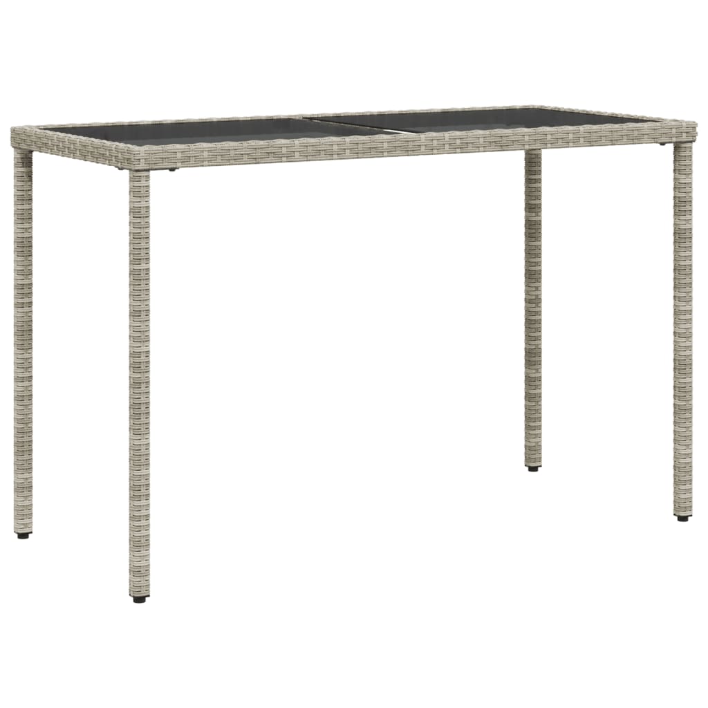 vidaXL Gartentisch mit Glasplatte Hellgrau 115x54x74 cm Poly Rattan