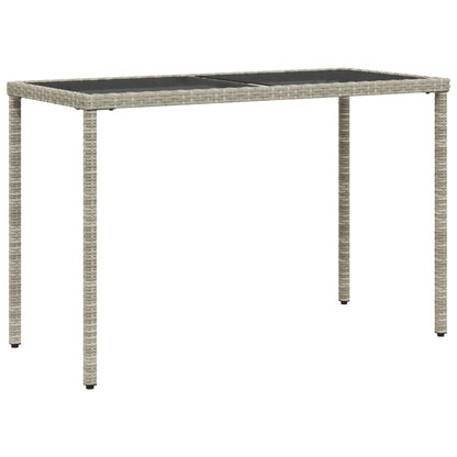vidaXL Gartentisch mit Glasplatte Hellgrau 115x54x74 cm Poly Rattan