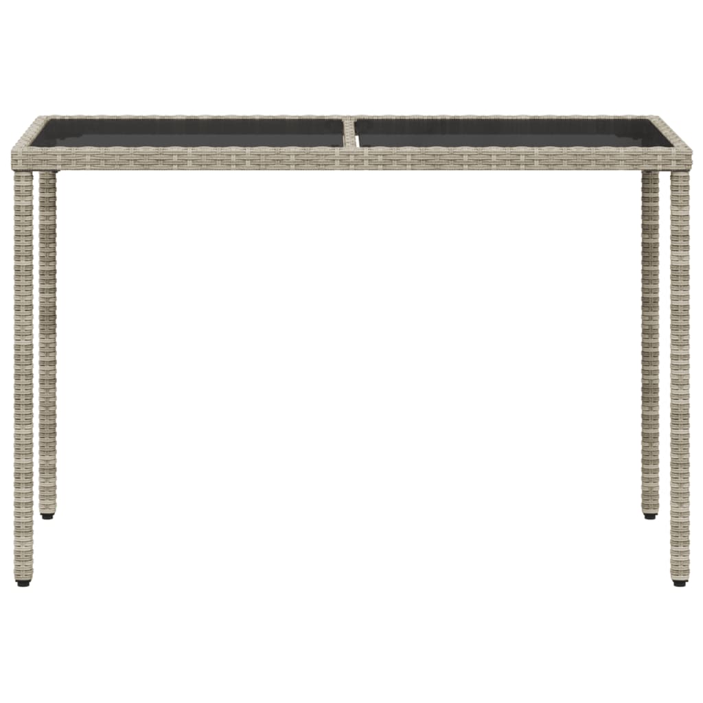 vidaXL Gartentisch mit Glasplatte Hellgrau 115x54x74 cm Poly Rattan