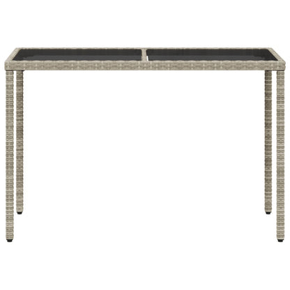 vidaXL Gartentisch mit Glasplatte Hellgrau 115x54x74 cm Poly Rattan