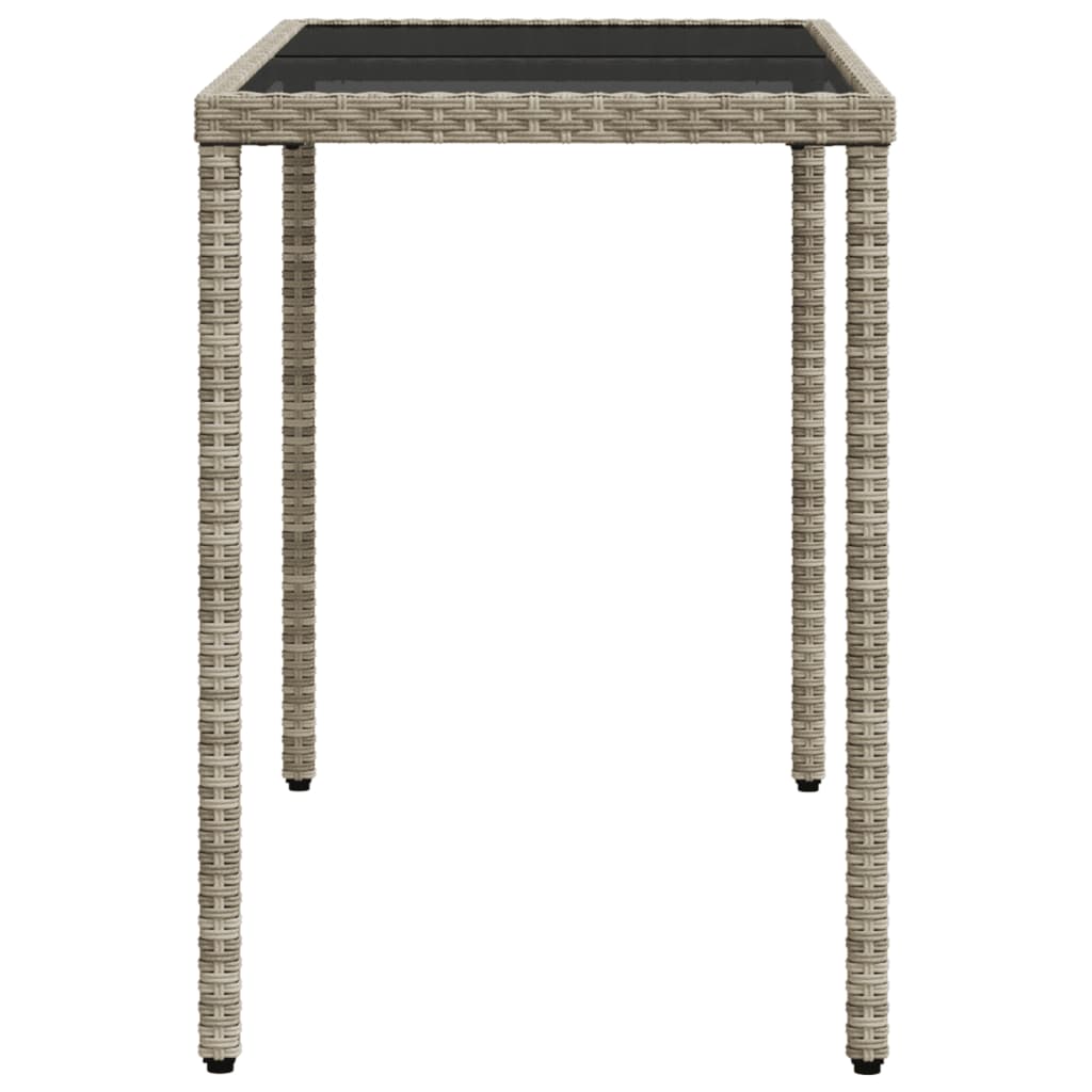vidaXL Gartentisch mit Glasplatte Hellgrau 115x54x74 cm Poly Rattan