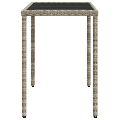 vidaXL Gartentisch mit Glasplatte Hellgrau 115x54x74 cm Poly Rattan