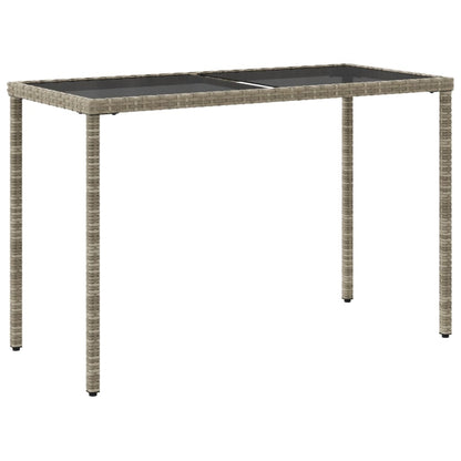 vidaXL Gartentisch mit Glasplatte Hellgrau 115x54x74 cm Poly Rattan