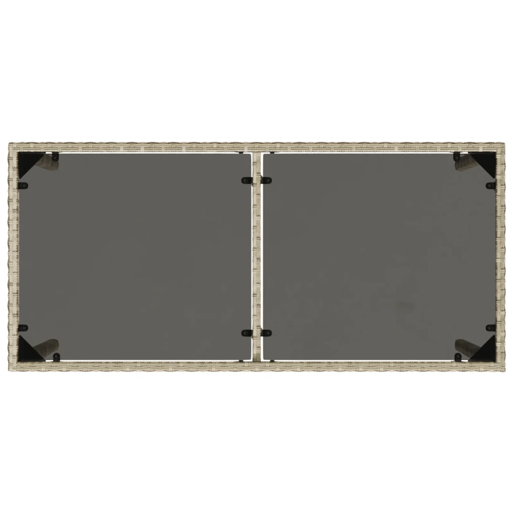 vidaXL Gartentisch mit Glasplatte Hellgrau 115x54x74 cm Poly Rattan